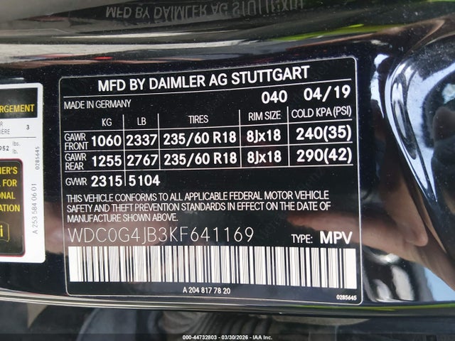 2019 MERCEDES-BENZ GLC 300 WDC0G4JB3KF641169 Photo 8