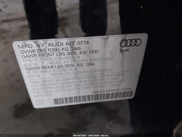 Продаж на аукціоні авто 2015 Audi Q5 2.0t Premium, vin: WA1LFAFP8FA019205, номер лоту: 44732807