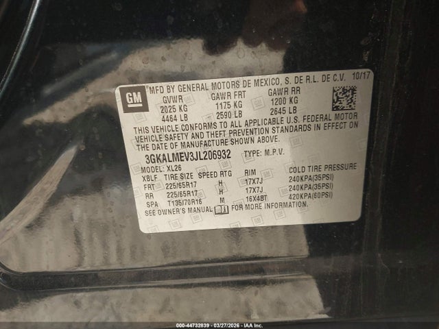 Продажа на аукционе авто 2018 Gmc Terrain Sle, vin: 3GKALMEV3JL206932, номер лота: 44732839