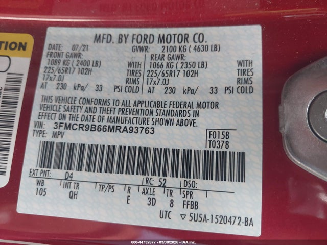 3FMCR9B66MRA93763 Ford Bronco Sport Big Bend