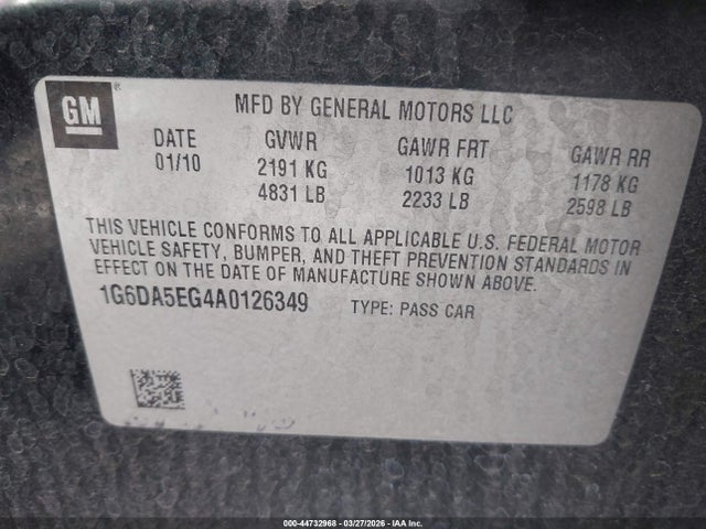 Продажа на аукционе авто 2010 Cadillac Cts Standard, vin: 1G6DA5EG4A0126349, номер лота: 44732968
