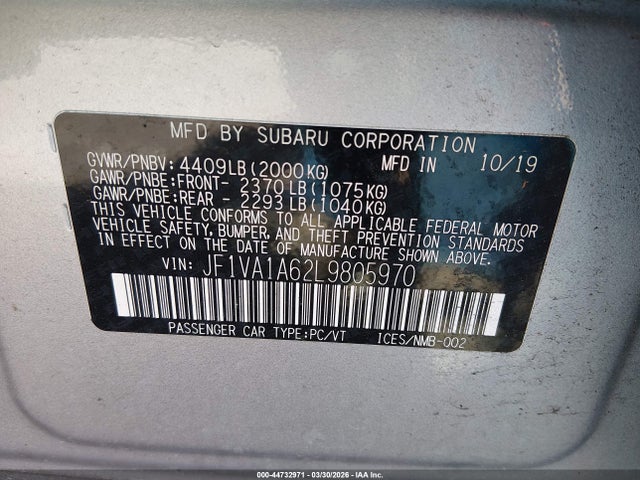 2020 SUBARU WRX JF1VA1A62L9805970 Photo 8
