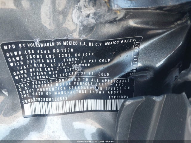 Продаж на аукціоні авто 2024 Volkswagen Taos 1.5t S, vin: 3VV5X7B28RM120553, номер лоту: 44732996