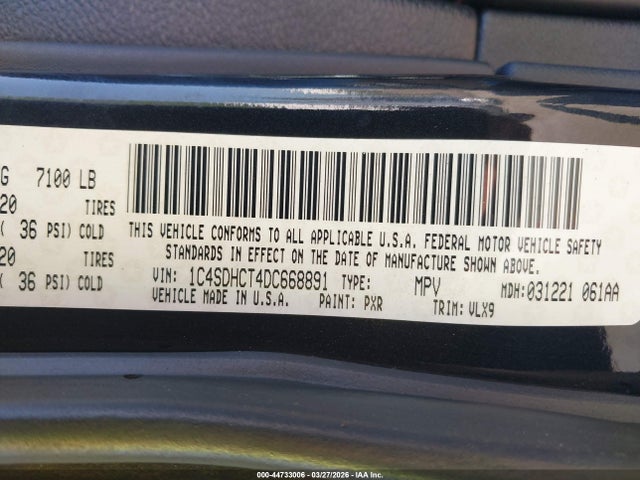 Aukcja sprzedaży 2013 Dodge Durango R/t, vin: 1C4SDHCT4DC668891, numer aukcji: 44733006
