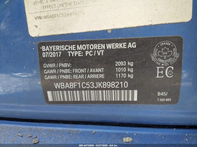 Aukcja sprzedaży 2018 Bmw 328d Xdrive, vin: WBA8F1C53JK898210, numer aukcji: 44733050