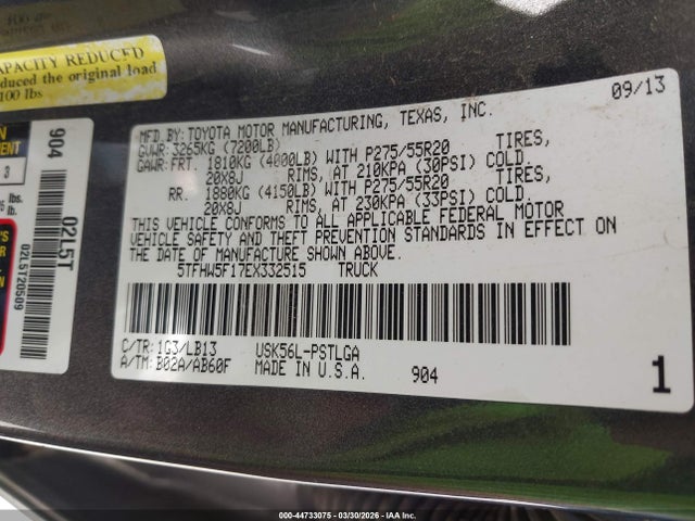 5TFHW5F17EX332515 Toyota Tundra Limited 5.7l V8