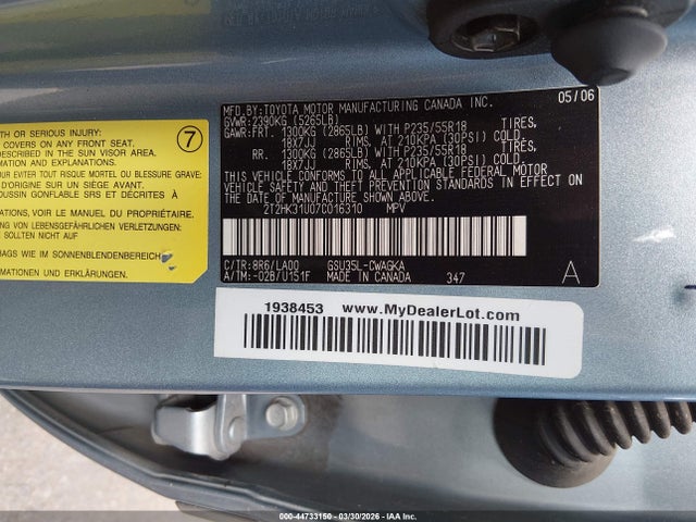 Aukcja sprzedaży 2007 Lexus Rx 350, vin: 2T2HK31U07C016310, numer aukcji: 44733150