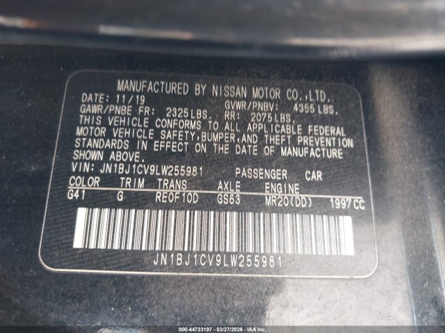 Aukcja sprzedaży 2020 Nissan Rogue Sport S Fwd Xtronic Cvt, vin: JN1BJ1CV9LW255981, numer aukcji: 44733197