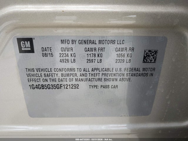 1G4GB5G35GF121292 Buick Lacrosse Leather