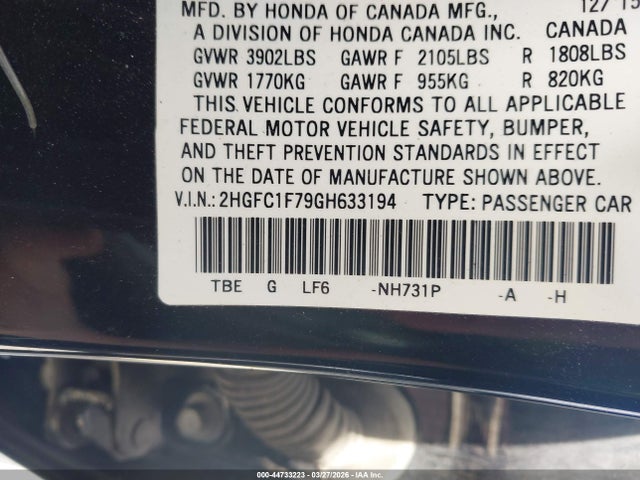 Honda Civic Ex-l 2016 2HGFC1F79GH633194 Image 9