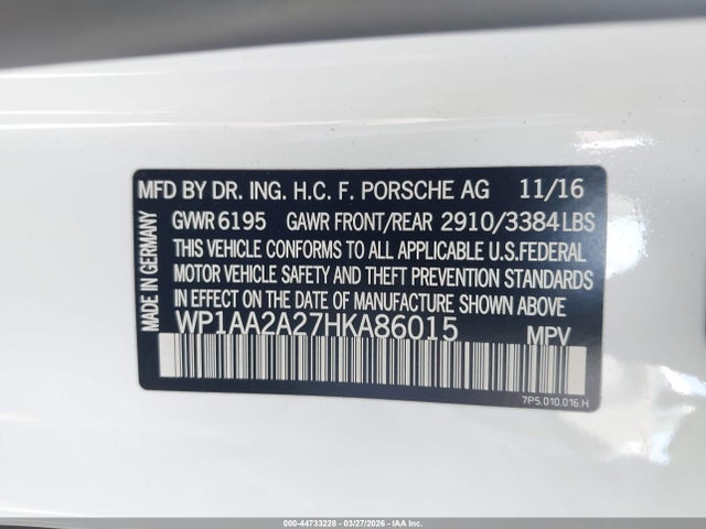 Porsche Cayenne Platinum Edition 2017 WP1AA2A27HKA86015 Image 9