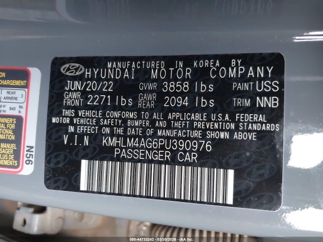 44733242 :رقم المزاد ، KMHLM4AG6PU390976 vin ، 2023 Hyundai Elantra Sel مزاد بيع