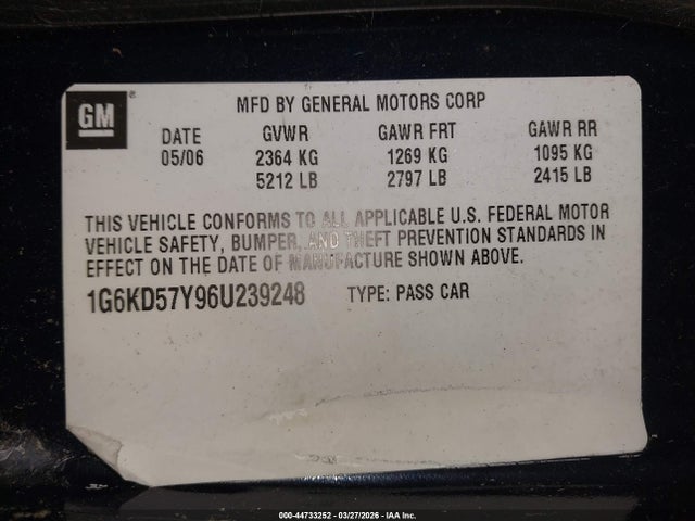 2006 CADILLAC DTS 1G6KD57Y96U239248 Photo 8