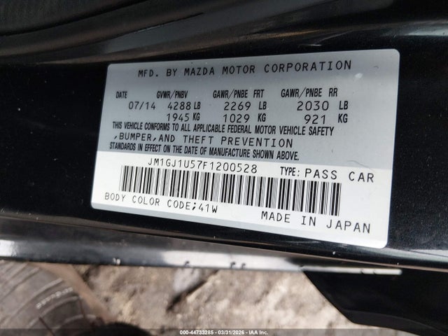 2015 Mazda Mazda6 I Sport მანქანა იყიდება აუქციონზე, vin: JM1GJ1U57F1200528, აუქციონის ნომერი: 44733285