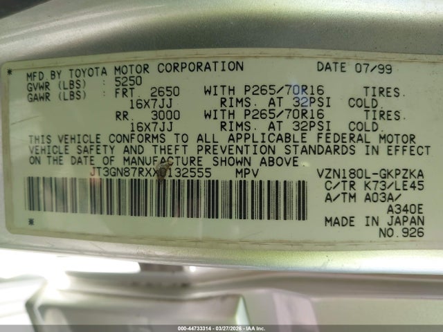 1999 TOYOTA 4RUNNER JT3GN87RXX0132555 Photo 8