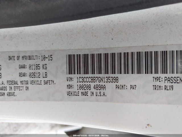 Chrysler 200 S 2016 1C3CCCBB7GN135398 Image 9
