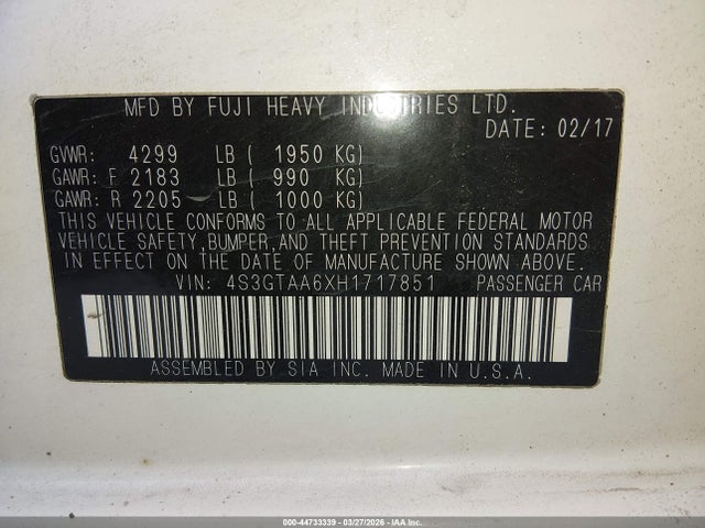 4S3GTAA6XH1717851 Subaru Impreza 2.0i