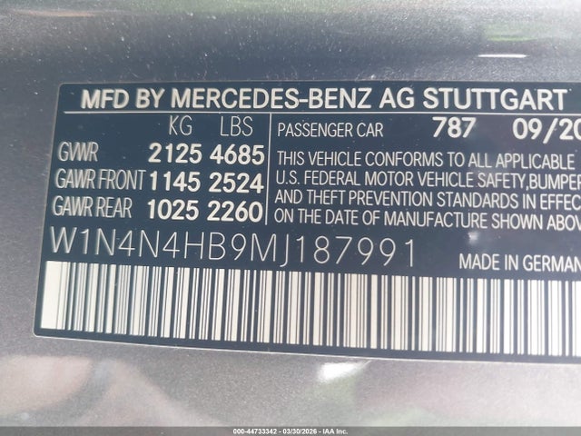 W1N4N4HB9MJ187991 Mercedes-Benz Gla 250 4matic