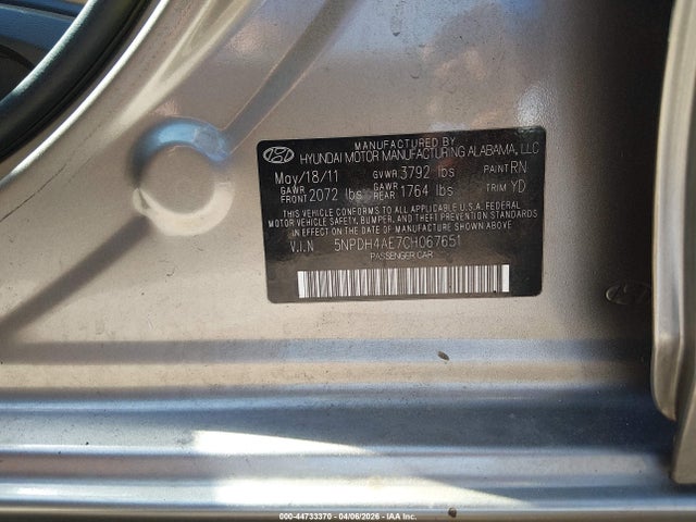 Aukcja sprzedaży 2012 Hyundai Elantra Gls, vin: 5NPDH4AE7CH067651, numer aukcji: 44733370