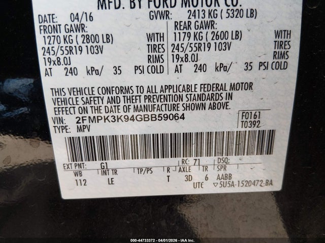 Ford Edge Titanium 2016 2FMPK3K94GBB59064 Image 9