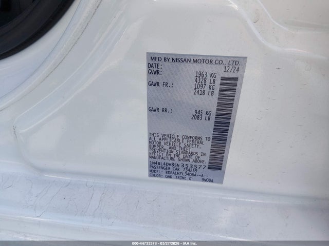 1N4BL4DV8SN353577 Nissan Altima Sv Fwd