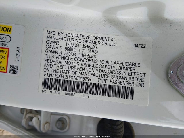 Продажа на аукционе авто 2022 Honda Civic Sport, vin: 19XFL2H81NE015256, номер лота: 44733437