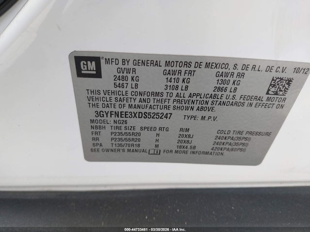 2013 CADILLAC SRX 3GYFNEE3XDS525247 Photo 8