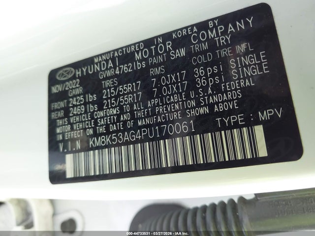KM8K53AG4PU170061 Hyundai Kona Electric Limited