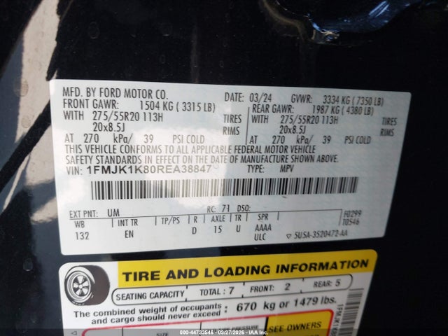 1FMJK1K80REA38847 Ford Expedition Limited Max