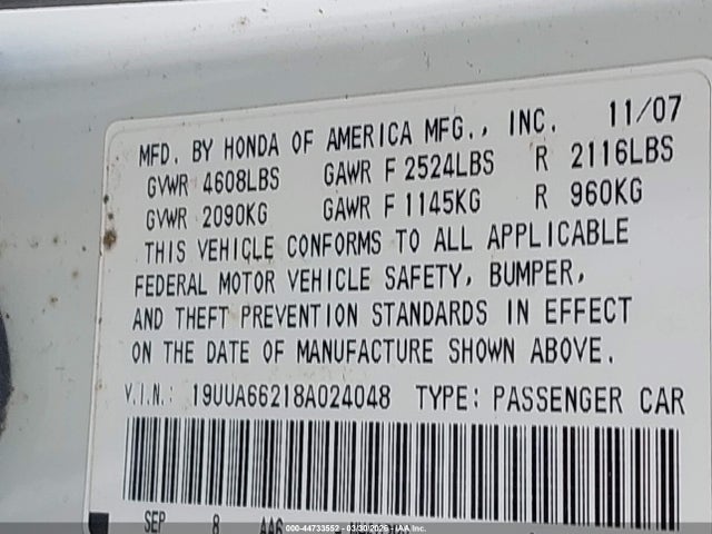2008 ACURA TL 19UUA66218A024048 Photo 8
