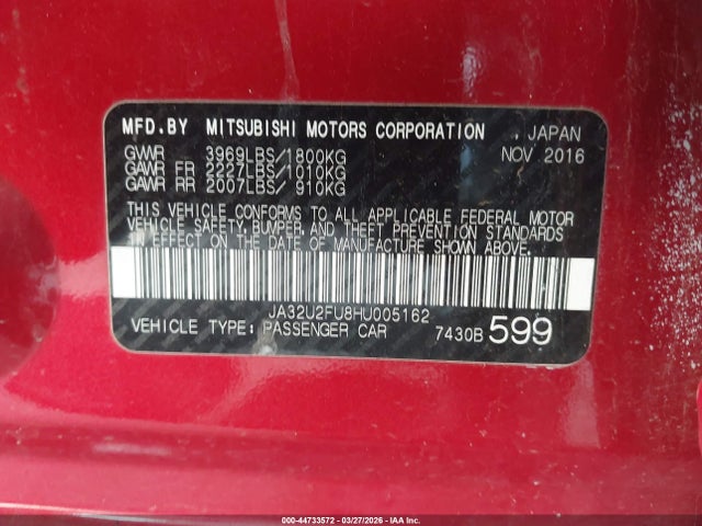 2017 MITSUBISHI LANCER JA32U2FU8HU005162 Photo 8