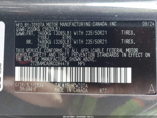 Продажа на аукционе авто 2024 Lexus Rx 350 F Sport Handling, vin: 2T2BAMCA9RC084478, номер лота: 44733601