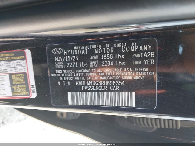 44733650 :رقم المزاد ، KMHLM4DG3RU696354 vin ، 2024 Hyundai Elantra Sel مزاد بيع