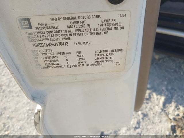 Продажа на аукционе авто 2005 Gmc Yukon Sle, vin: 1GKEC13V35J176413, номер лота: 44733681