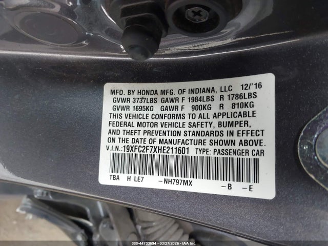 19XFC2F7XHE211601 Honda CIVIC EX