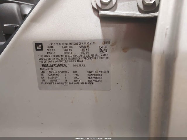 Продажа на аукционе авто 2014 Chevrolet Equinox Ls, vin: 2GNALAEK2E6105687, номер лота: 44733705