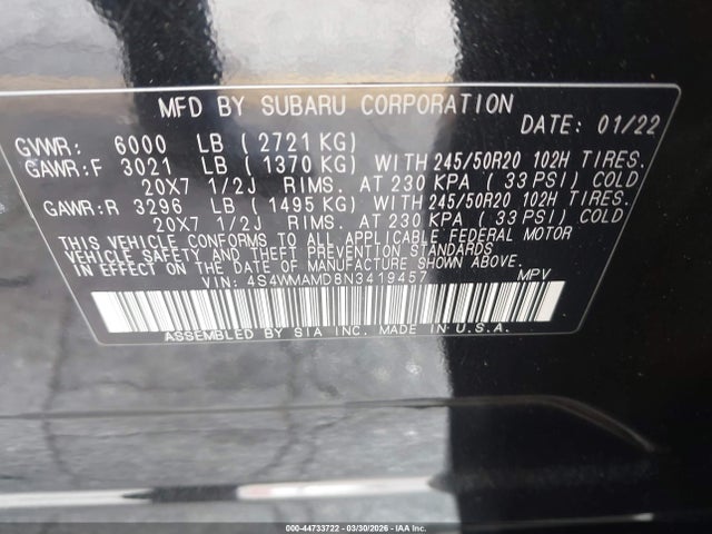 4S4WMAMD8N3419457 Subaru Ascent Limited
