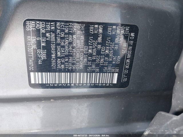 JN8BT3BA9PW426921 Nissan Rogue Sv Fwd