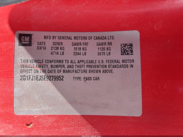 2014 CHEVROLET CAMARO 2G1FJ1EJ5E9279952 Photo 8