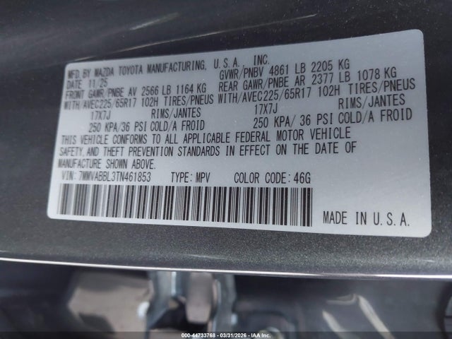 Продаж на аукціоні авто 2026 Mazda Cx-50 2.5 S Preferred, vin: 7MMVABBL3TN461853, номер лоту: 44733768