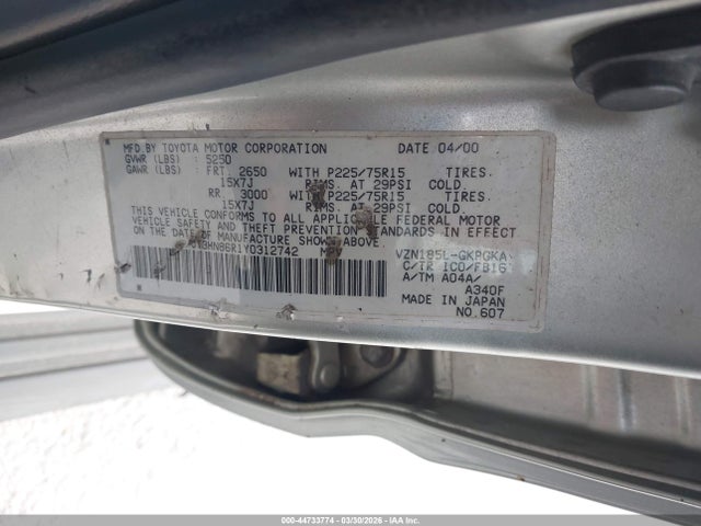 2000 TOYOTA 4RUNNER JT3HN86R1Y0312742 Photo 8