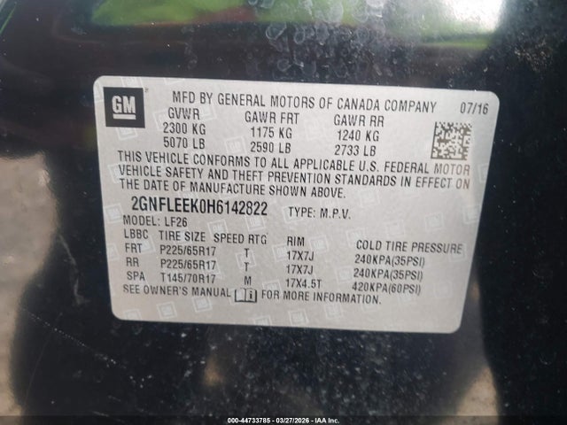2017 CHEVROLET EQUINOX 2GNFLEEK0H6142822 Photo 8