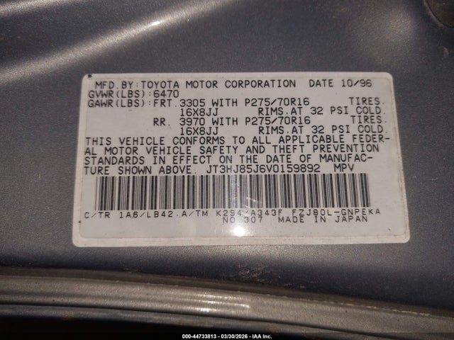 1997 TOYOTA LAND CRUISER JT3HJ85J6V0159892 Photo 8