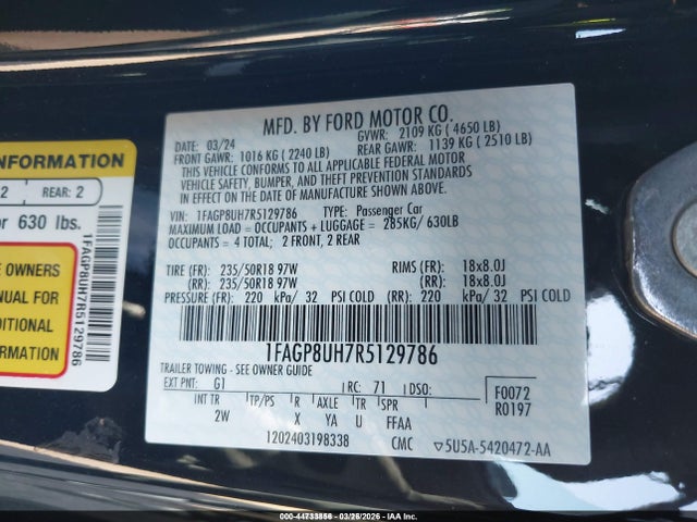 Ford Mustang Ecoboost 2024 1FAGP8UH7R5129786 Image 9