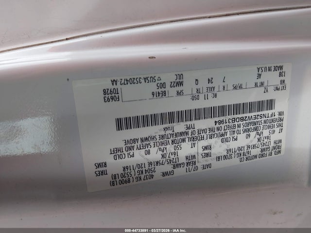 Продаж на аукціоні авто 2011 Ford E-250 Commercial, vin: 1FTNS2EW2BDB31984, номер лоту: 44733891