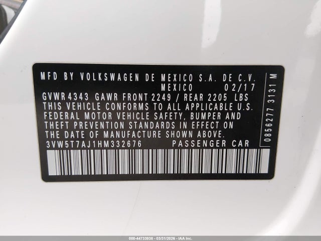 3VW5T7AJ1HM332676 Volkswagen JETTA GLI
