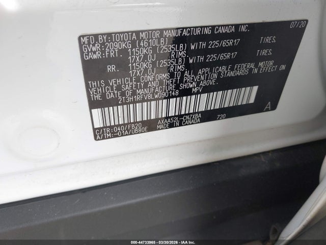 Toyota RAV4 LE 2020 2T3H1RFV8LW090148 Image 9