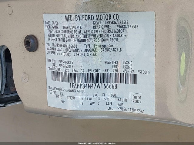 2007 FORD FOCUS 1FAHP34N47W166668 Photo 8