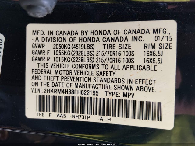 Honda CR-V LX 2015 2HKRM4H38FH622195 Image 9