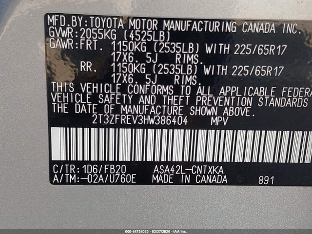 Toyota RAV4 LE 2017 2T3ZFREV3HW386404 Image 9